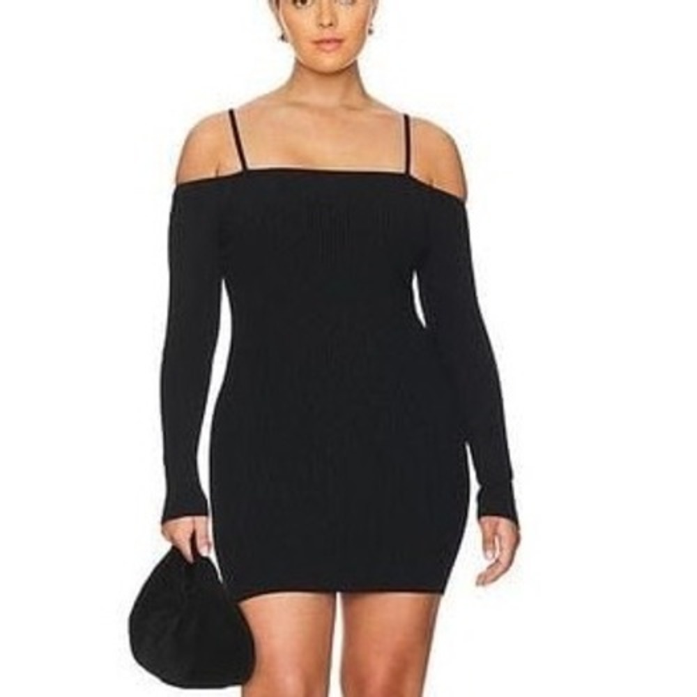Good American Revolve Virgo Off Shoulder Mini Bodycon Dress Women's 4XL Black